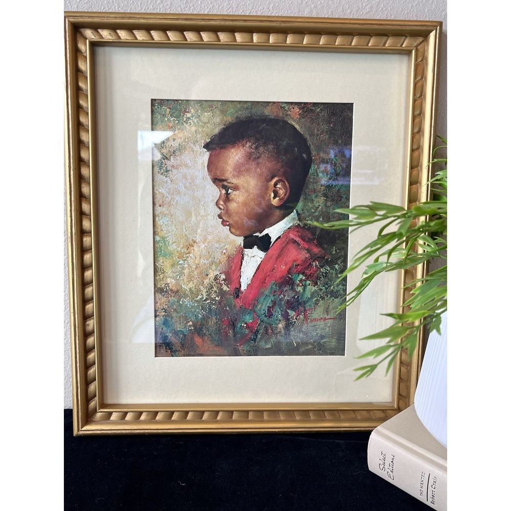 Vtg M Turner "Handsome Boy" Print-Mid Century-Turner Mfg Co-Gold Framed Art MCM
